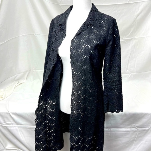 GERARD DAREL FANTASTIC BLACK SUNFLOWERS FLORAL SEE THROUGH BEACH SWIM DRESS WRAP - Picture 1 of 13